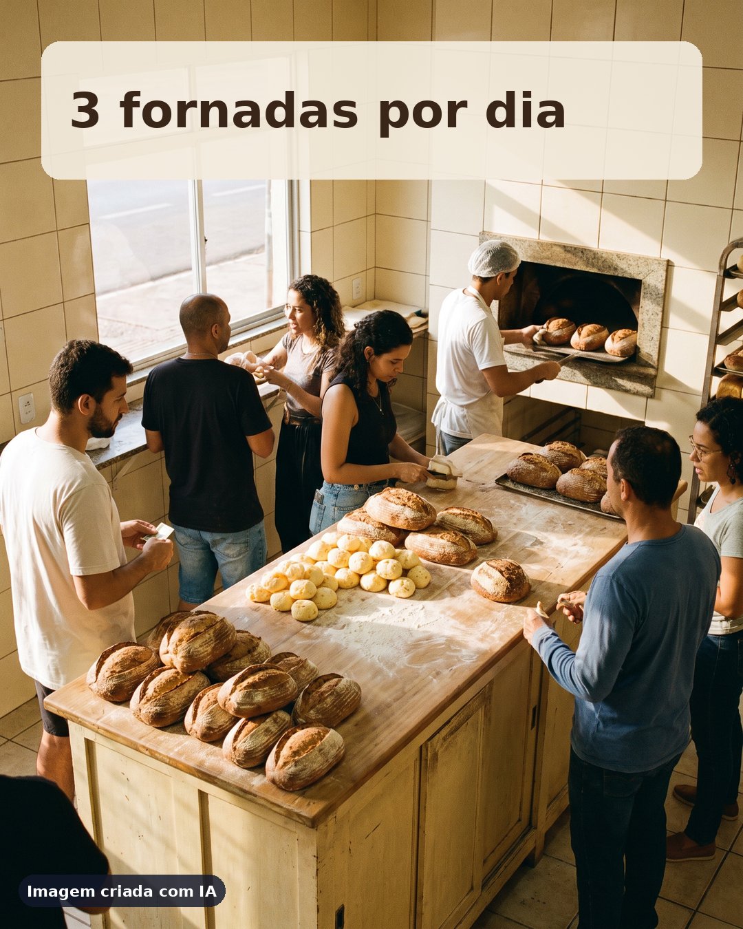 Capa do carrossel: pães de fermentação natural sobre a bancada