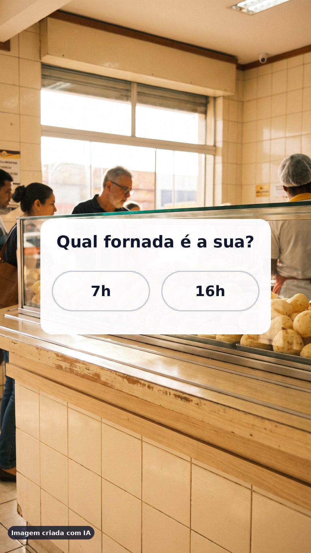 Story com enquete: Qual fornada é a sua?